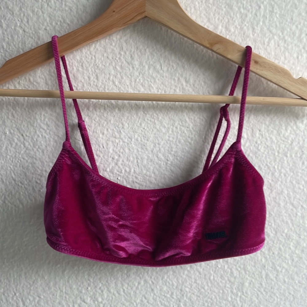 Triangl velvet swim top. XS in magenta